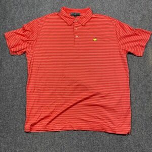 Masters Collection Mens Red White Stripe Polo Shirt Golf Masters Logo Size XXL